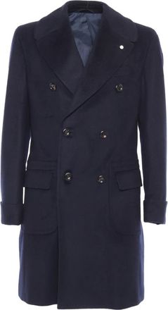 Luigi Bianchi Mantova Double-Breasted Jassen - Heren - Mantel - Blauw - L - Jassen