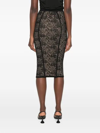 Elisabetta Franchi Lace Knit Skirt - Black