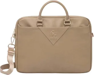 Guess ZIP Leren Driehoek Laptop Aktetas - unisex - Tassen - Beige - Maat: ONE Size Zijde