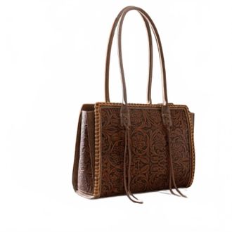 Montana West Womens Tooled Concealed Carry Tote Bag In Brown