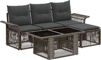 vidaXL Conjunto De Sof&aacute;s De Jard&iacute;n 5 Uds. Gris Y Gris Oscuro Vidaxl