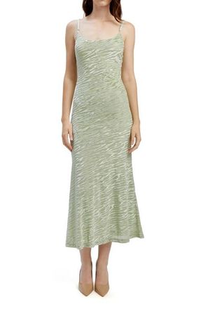 Bardot Nadira Burnout Midi Dress in Soft Sage at Nordstrom, Size 4