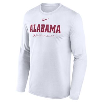 Nike Alabama Courtside Basketball Shootaround Legend Nike Mens Dri-FIT College Long-Sleeve T-Shirt in White | 02TJ10AABN-NK9