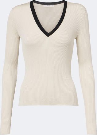 Fendi Ribbed-knit silk and cotton sweater