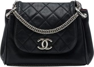 Chanel Pre-owned Vintage Flap Shoulder Bag - Dames - Vintage Schoudertas - Zwart - ONE Size - Leer - Vintage