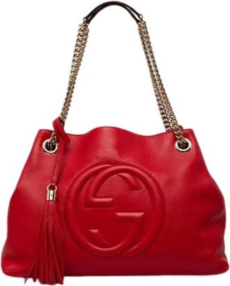Gucci Pre-owned Soho Chain Shoulder Bag - Dames - Vintage Schoudertas - Rood - ONE Size - Leer - Vintage