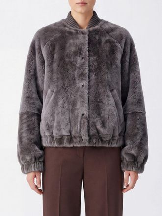 Brunello Cucinelli Short Relaxed-Fit Fur Bomber Jacket with Dropped Shoulders