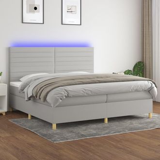 vidaXL Vidaxl - Cama Box Spring Con Colch&oacute;n Tela Y Led Gris Claro 200x200 Cm