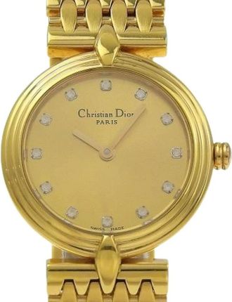 Dior Pre-owned Watches, female, Yellow, Size: ONE SIZE Pre-owned Gold Plated Quartz D68-150