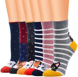 Generic Women Socks Funny Cute Animal Ladies Sock Cat Dog Socks Gifts for Women Christmas Birthday, One Size Soft Cotton Thick Woman Bed Sock Multicoloured fo