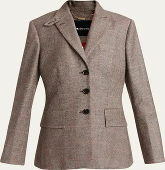 Kiton Wool-Cashmere Check Single-Breasted Jacket