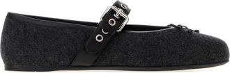 Miu Miu Dark Grey Wool Ballet Flats