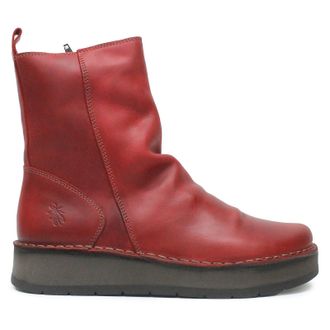 FLY London RENO053FLY Rug Leather Womens Ankle Boots - Red - Size:UK 5