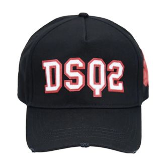 Dsquared2 Geborduurde baseballpet met gesp - unisex - Petten - Zwart - ONE Size - Katoen - Accessoires