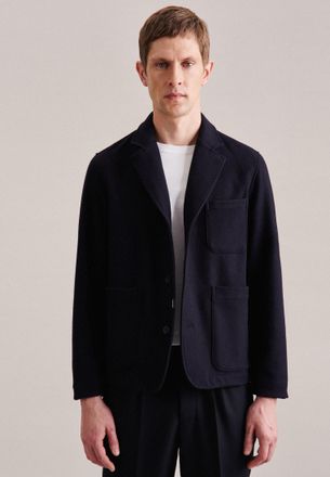 Seidensticker Sweatsakko SEIDENSTICKER, Herren, Gr. XL, blau (dunkelblau), 80% Wolle, 20% Polyamid, unifarben, Sakkos Sweatsakko, Blazer Uni