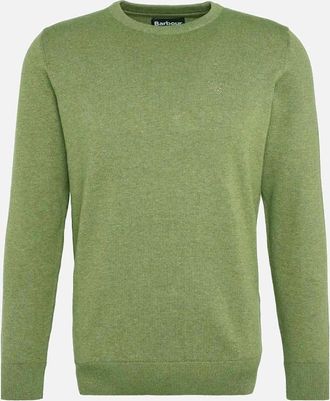 Barbour Mens Barbour Heritage Thyme Pima Cotton Crew Neck Jumper - Green - Size: 38