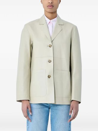 Toteme Leren blazer met enkele rij knopen - Beige