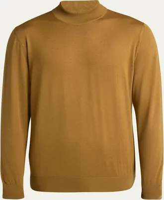Kiton Mens 14-Micron Wool Mock Neck Sweater