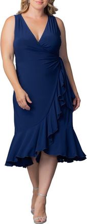 Kiyonna Laguna Sleeveless Wrap Dress in Nouveau Navy at Nordstrom, Size 0X