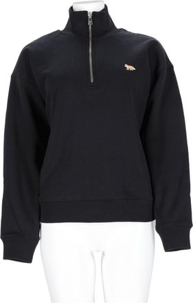 Maison Kitsun&eacute; High-Collar Half-Zip Logo Organic Cotton Sweatshirt