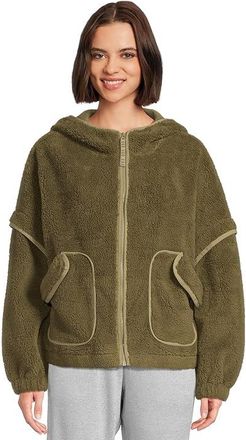 UGG Mariella Uggfluff Zip Hoodie Womens Sweatshirt Burnt Olive : XL, Fleece/Polyester