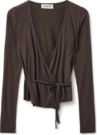 Sofie Schnoor Bruine Fudge Omslagblouse - Dames - Blouses - Bruin - M - Spandex - Overhemden