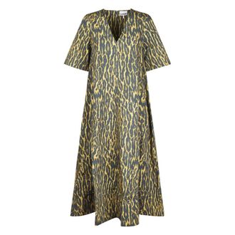 Ganni Geprinte Stretch Katoenen A-lijn Lange Jurk - Dames - Casual kleedjes - Veelkleurig - 2XS - Katoen - Kleedjes