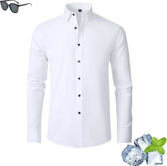 Generic Zealburst Stretch Non-Iron Anti-Wrinkle Shirt, Zealburst Shirts, Mens Casual Wrinkle Free Shirts Stretch Dress Shirt(White,XXS)