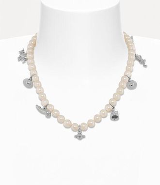 Vivienne Westwood Man. Anglo Pearl Necklace Silver Swarovski Pearls Men