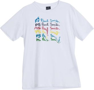 Paul Smith T-shirt Logo Onda - Heren - T-shirts - Wit - L - Katoen - Tops