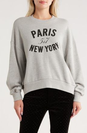 Cinq &agrave; Sept Paris & New York Brandy Sweatshirt in Heather Grey/Black at Nordstrom Rack, Size X-Small