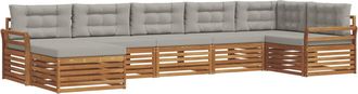 vidaXL Conjunto De Sof&aacute;s De Exterior 7 Uds. Gris Natural Y Claro Vidaxl