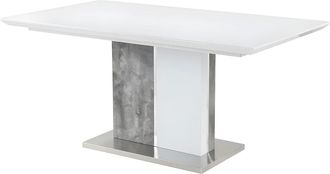 Vente-Unique Vente-unique - Tavolo Da Pranzo Allungabile Da 6 A 8 Coperti Mdf Bianco E Calcestruzzo - Eren