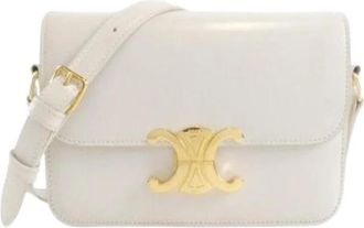 Celine Pre-owned Teen Triomphe Calf Shoulder Bag - Dames - Vintage Schoudertas - Wit - ONE Size - Leer - Vintage