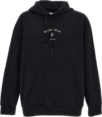 Maison Margiela Black Oversized Hoodie with Logo Print