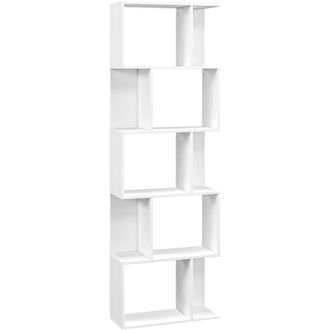 HOMCOM Homcom - Scaffale Libreria a 5 Ripiani in Legno Bianco 60x24x184.5 cm