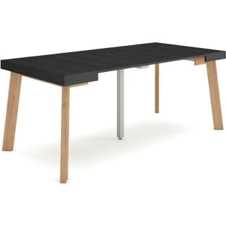 Skraut Home Mesa Consola Extensible, Mesa Comedor Plegable, 180, Para 8 Comensales, Patas De Madera, Estilo Moderno, Negro - Skraut Home