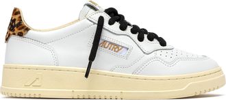 Autry Medalist Low-Top White/Leopard Pony Hair Leather Sneakers
