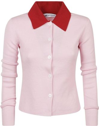Self Portrait Fitted Sweater With Button-Down Front