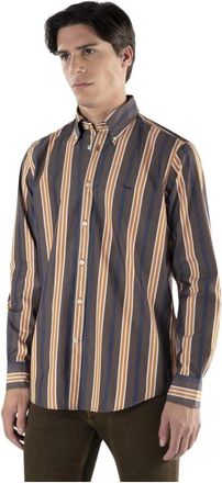Harmont & Blaine Gestreept Katoenen Overhemd Bruin - Heren - Casual Overhemden - Veelkleurig - 2XL - Katoen - Overhemden