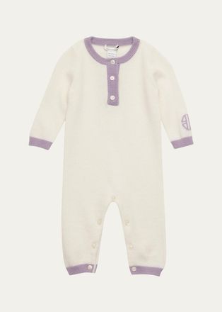 Sofiacashmere Girls BG Logo Cashmere Romper, Size 3M-12M
