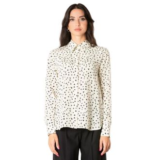 Max Mara Overhemden, Dames, Wit, L, Zijden blouse met stippen