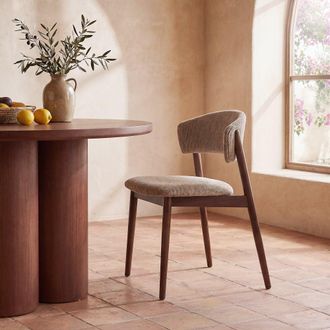 Maisons du monde Silla de comedor en tejido moka y roble macizo oscuro