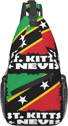 Generic St Kitts And Nevis National Flag Chest Bag Adjustable Shoulder Bag Lightweight Sling Backpack For Women Casual Sports