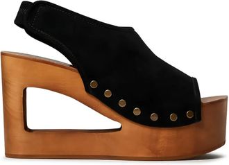 Twin-Set 105mm suède sandalen met plateauzool - Zwart