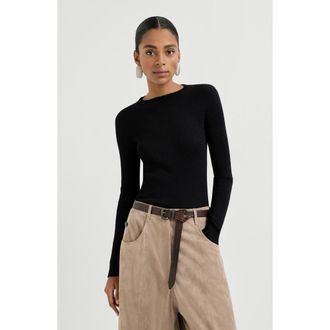 Brunello Cucinelli Cashmere and silk Sparkling sweater in Black at Nordstrom, Size Xx-Small Eu