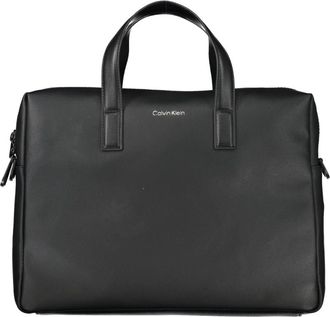 Calvin Klein Tassen, Heren, Zwart, ONE Size, Polyester, Zwarte Aktetas met Laptoptas