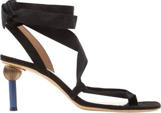 Jacquemus Black Suede Sandals With Ornate Heels Size 39