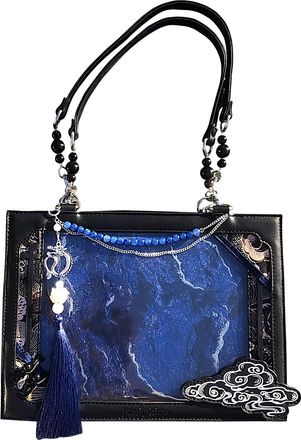 Generic Women Handbag Purse - Casual Fashion Shoulder Bag,Vintage Shoulder Tote for Daily Shopping Dates Travel Photography Holiday, Black and Blue, Refer to 