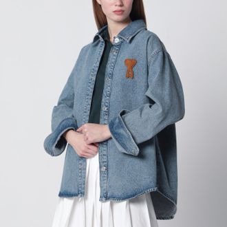 Ami Camicia Ami de Coeur in denim indaco effetto used